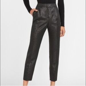 Express Pants High Waist Metallic Jacquard Ankle Black Women’s 2 Office Glam